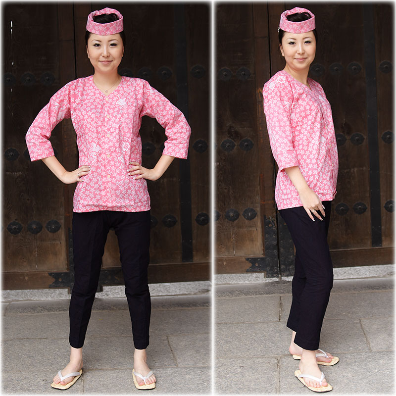 本染め鯉口シャツ【桜に纏・ピンク｜特岡】祭用品専門店浅草絆纒屋