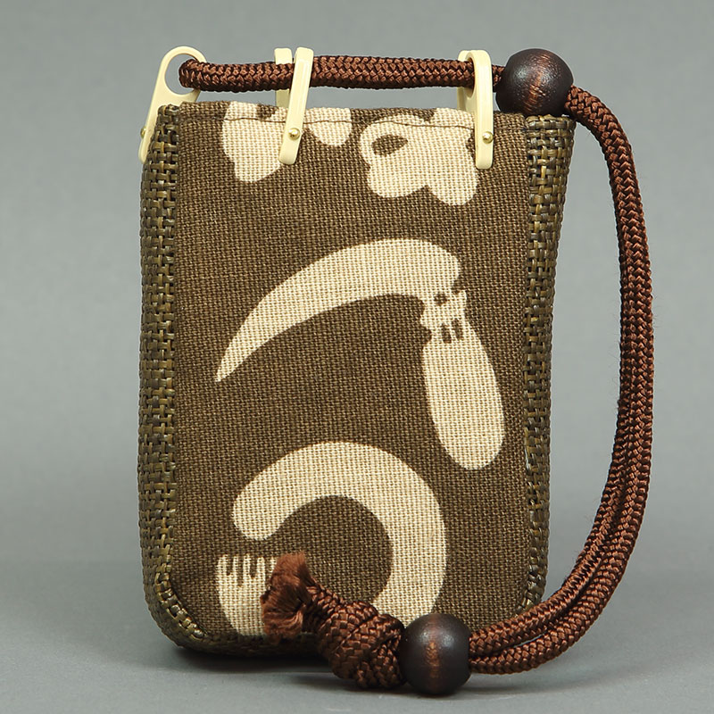 和柄タバコケース【かまわぬ（構わぬ・鎌輪奴）茶】小サイズ□祭用品
