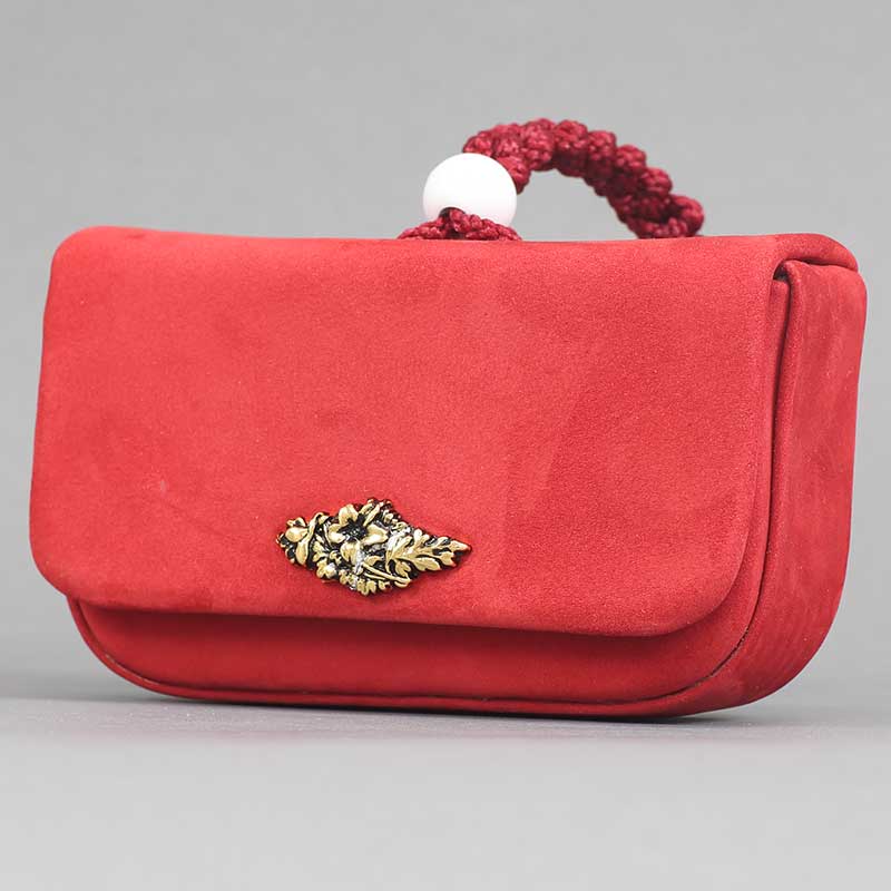 一本吊・腰下タバコケース【ヌバック｜赤】祭用品専門店浅草絆纒屋