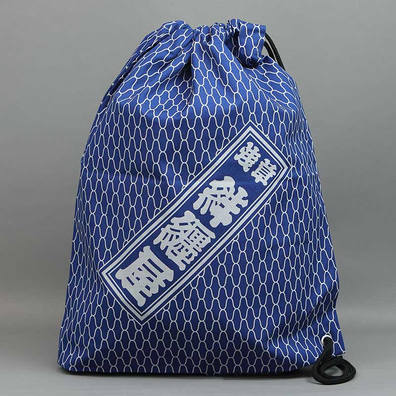 巾着バック　エトゥープ　祭好會　浅草 絆纒屋巾着【斜め掛けショルダーバッグ｜網目柄08】祭用品専門店浅草絆