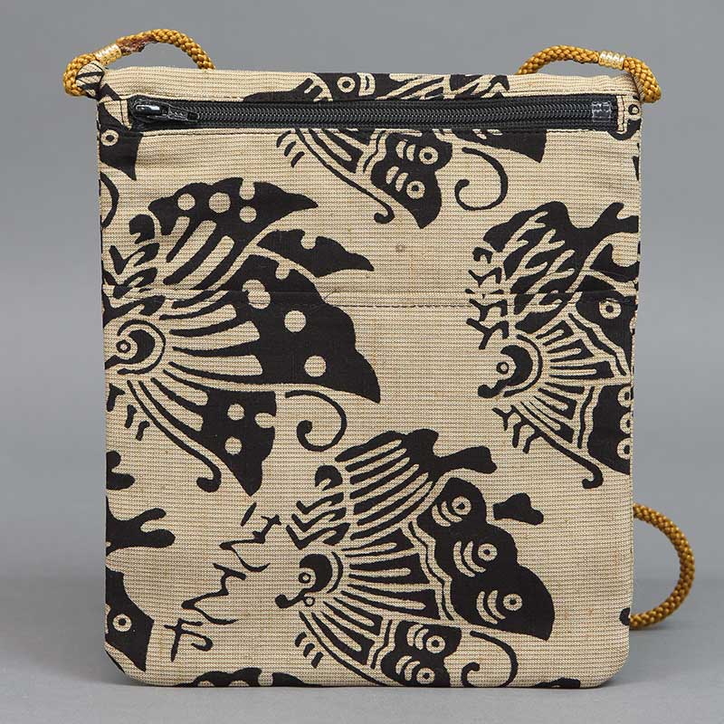 祭ポシェット【蝶の柄｜濃茶紬】祭用品専門店浅草絆纒屋ネットショップ