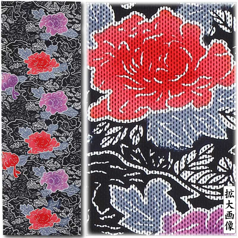 注染手ぬぐい【牡丹の柄｜黒】祭用品専門店浅草絆纒屋ネットショップ