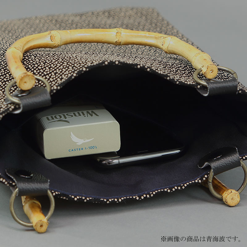 マチ付バンブー手提【スエード印伝｜家紋】祭用品専門店浅草絆纒屋