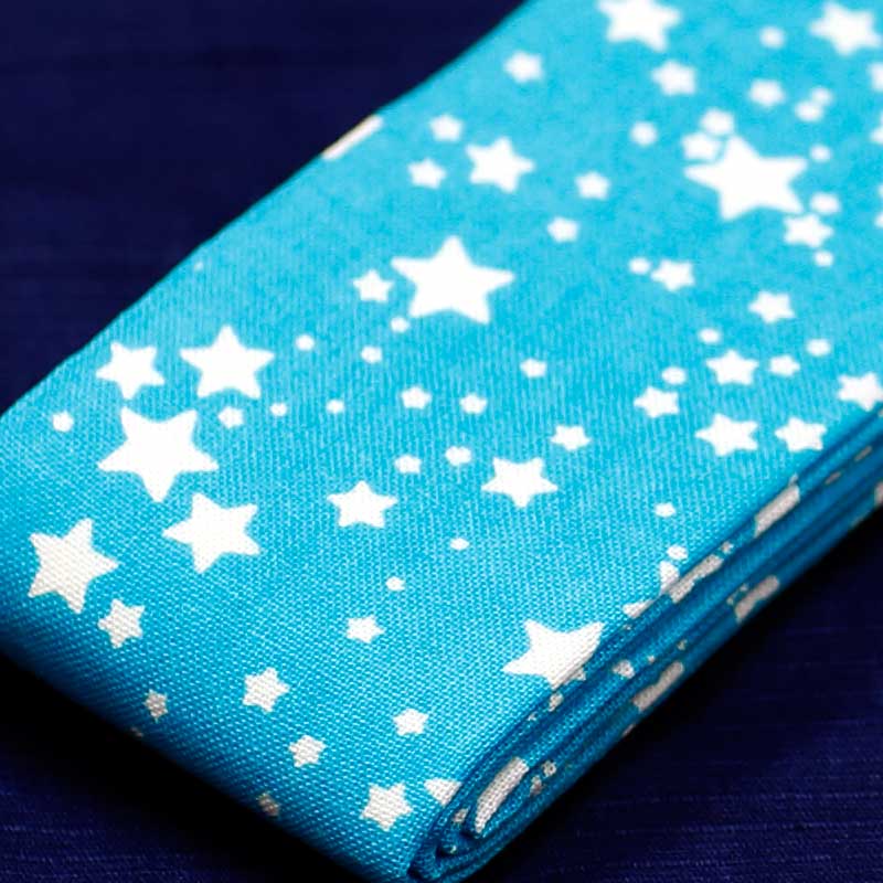 飾り帯 祭帯・子ども用平ぐけ帯【星の柄｜浅葱色】祭用品専門店浅草絆纒屋