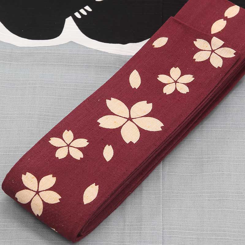 祭帯・半纏帯【染平ぐけ帯No.75｜桜大小・エンジ】祭用品専門店浅草絆