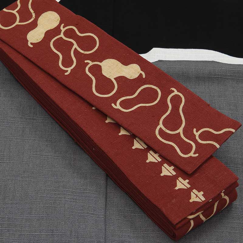 祭帯｜半纏帯】染平ぐけ帯「瓢箪｜エンジ」祭用品専門店浅草絆纒屋