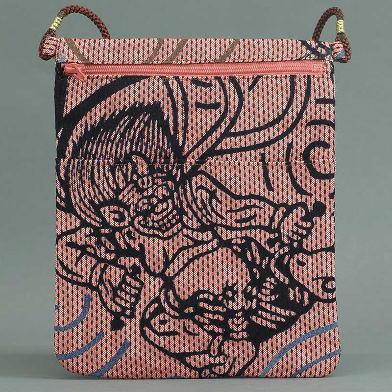 祭ポシェット【風神雷神に巴｜オレンジ刺子】祭用品専門店浅草絆纒屋