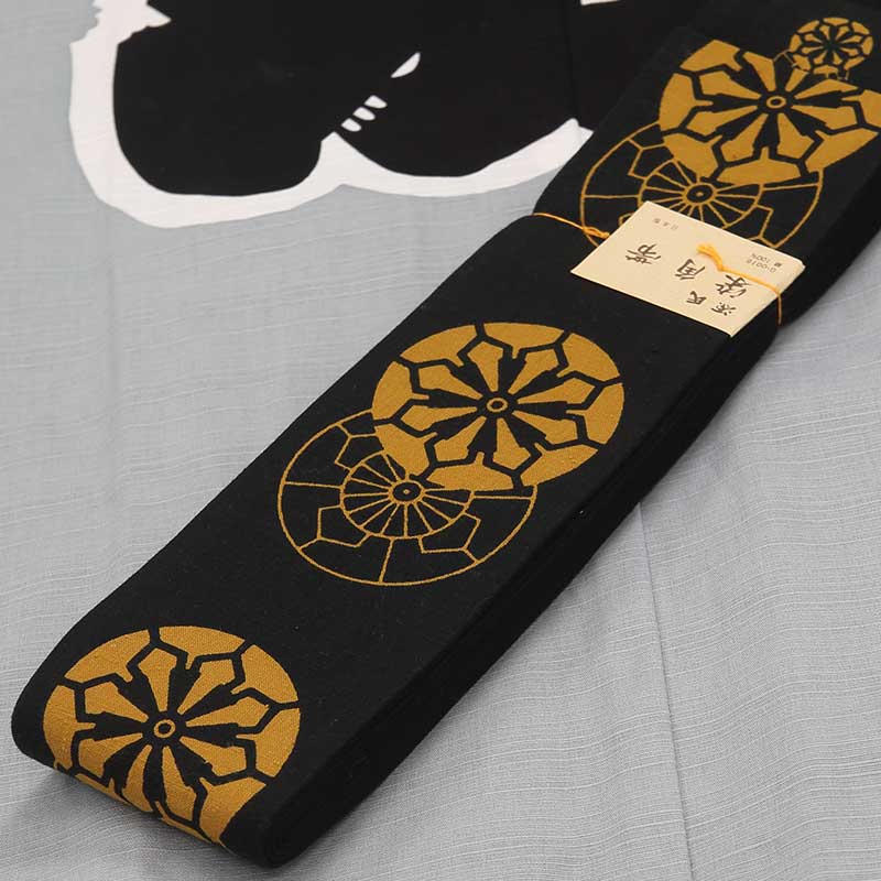 男帯｜祭帯】染角帯「御所車｜黒金茶」祭用品専門店浅草絆纒屋ネット