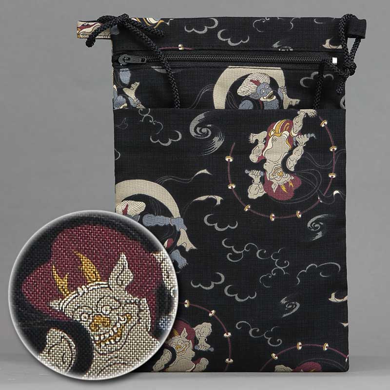 411my7◇風神雷神 引箔 琳派好み 流水 波紋 袋帯◇美品 3/10日”最強開運日”に向けて、厄を祓う「風神・雷神」のミニ財布が発売