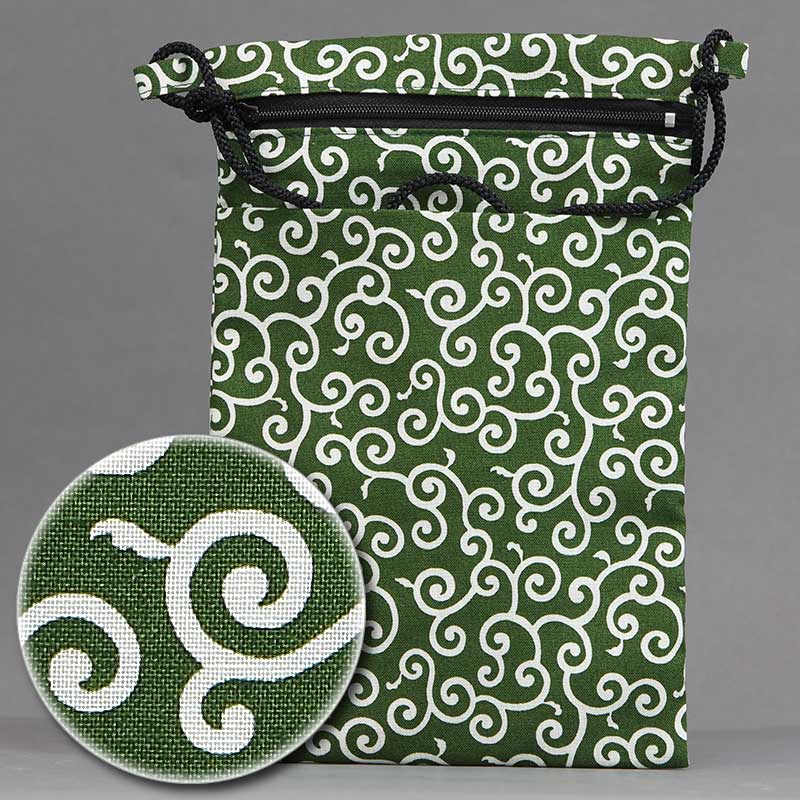 唐草さま専用 縦型｜祭ポシェット】唐草文様（からくさもんよう）中・緑色□祭用品