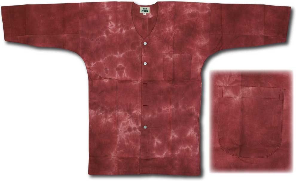 本染め鯉口シャツ【絞り染め・茶｜特岡】祭用品専門店浅草絆纒屋ネット