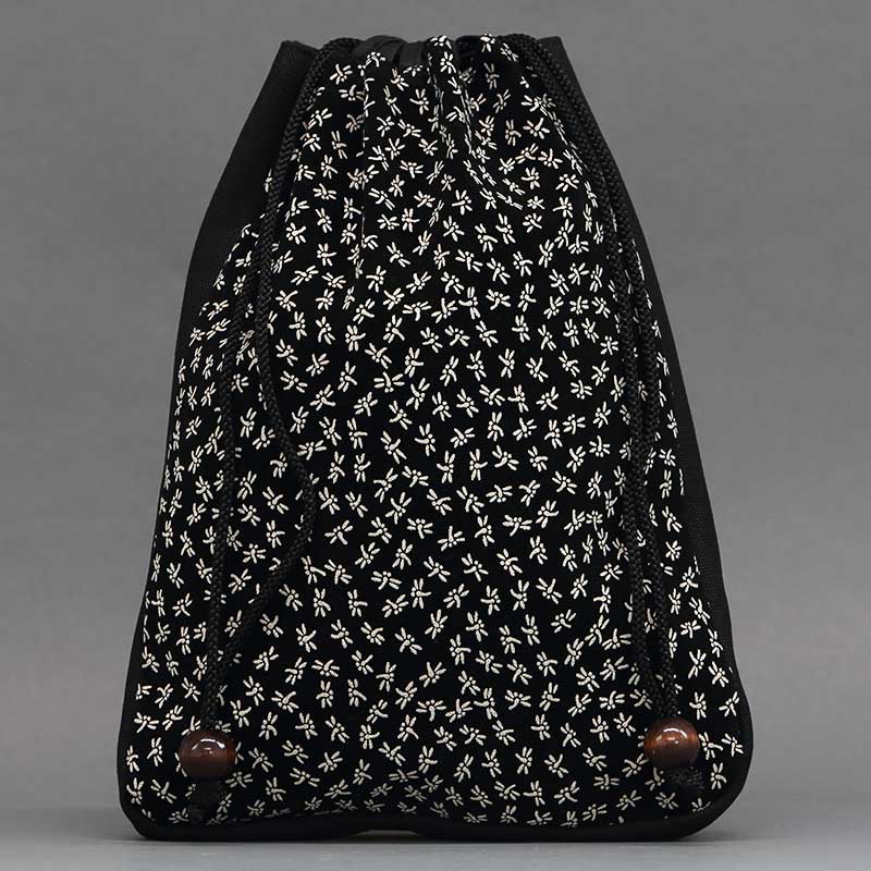 どらきち様　巾着　黒スエード どらきち様 巾着 黒スエード ウォッシャブルスエード巾着バッグ