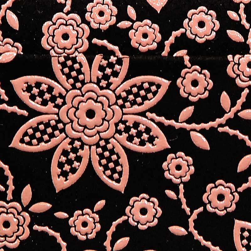 印傳屋F小銭入02【クレマチス｜黒地×ピンク漆】祭用品専門店浅草絆纒屋