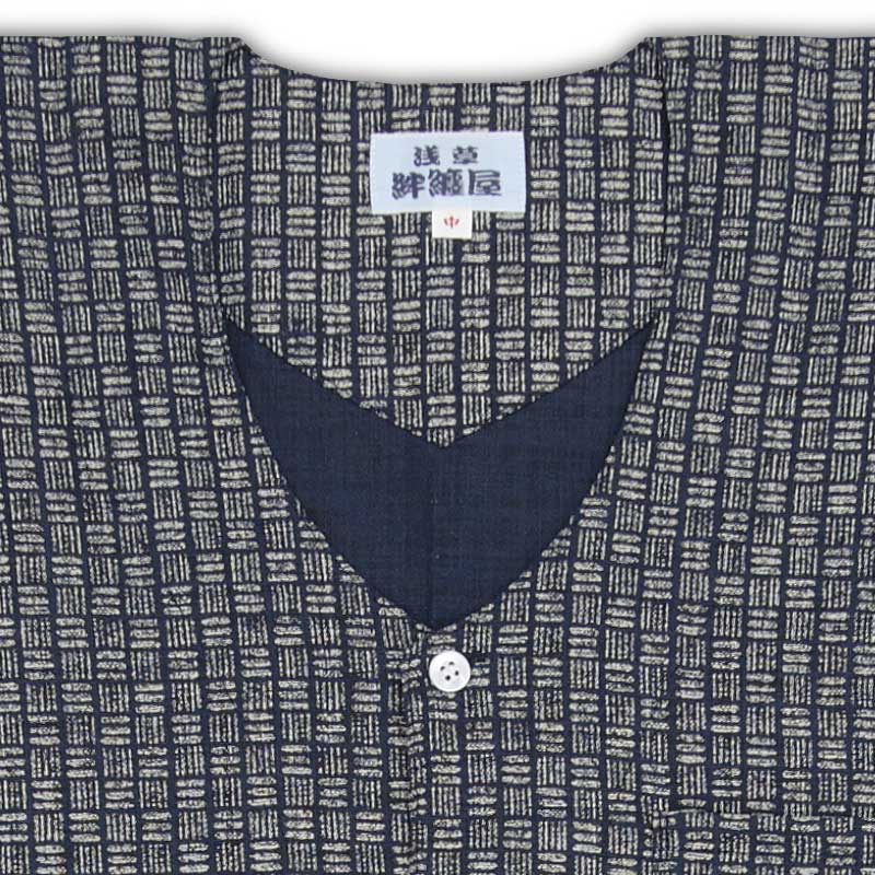 和柄プリント鯉口シャツ【三五崩し｜ムラ糸クロス単色和調柄】祭用品