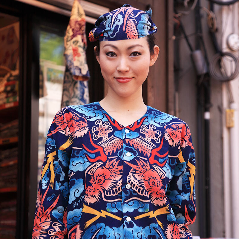 本染め鯉口シャツ【龍に稲妻｜紺刺子】祭用品専門店浅草絆纒屋ネット