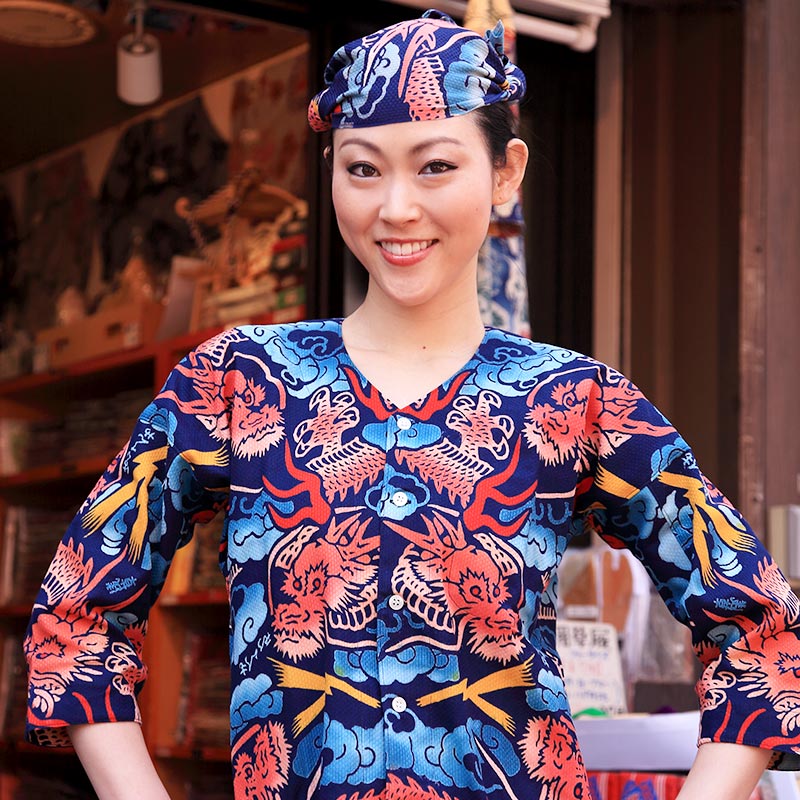 藍染 刺子 鯉口シャツ 日本製 LL あいぞめ 作業着 庭仕事 農作業 園芸