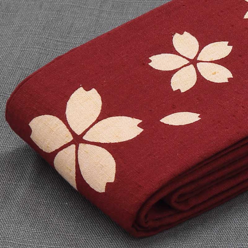 男帯｜祭帯】染め角帯No.79「桜大小」エンジ□祭用品専門店浅草絆纒屋