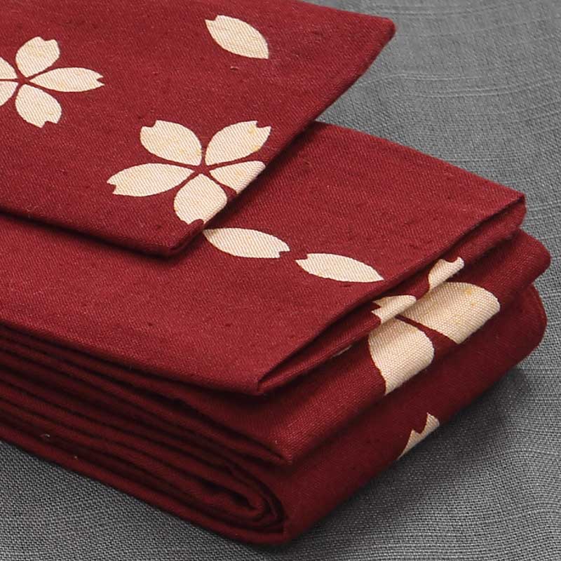 男帯｜祭帯】染め角帯No.79「桜大小」エンジ□祭用品専門店浅草絆纒屋