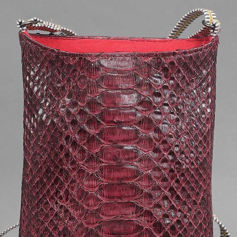 本皮スマホ祭ポシェット【蛇革（パイソンレザー）赤紫】祭用品専門店