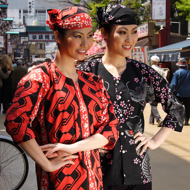 本染め鯉口シャツ【龍に桜｜黒刺子】祭用品専門店浅草絆纒屋ネットショップ