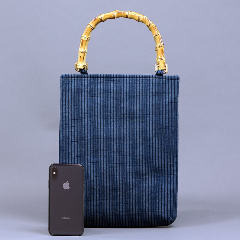 バンブー手提げ 翁格子 浅葱 バンブー手提げ 翁格子 浅葱 バッグ