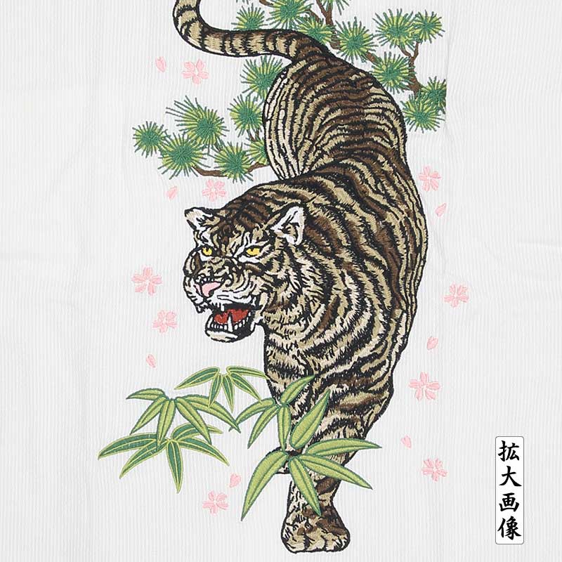 桃太郎　虎刺繍 ダークブルー 半袖シャツ 桃太郎虎刺繍 ダークブルー 半袖シャツ