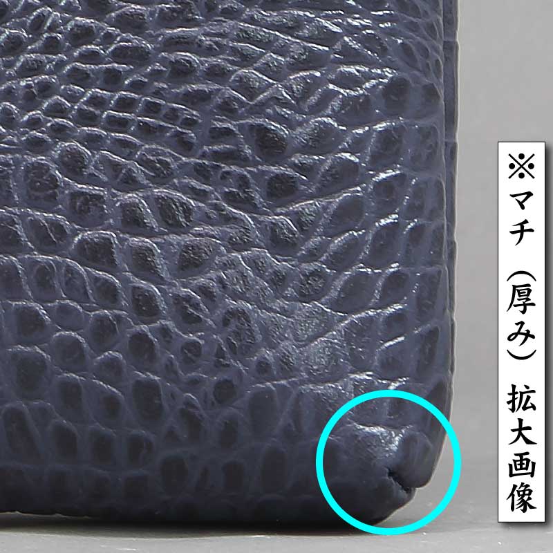 バンブー手提げバッグ【横型小｜牛革クロコダイル型押し】紺□祭用品