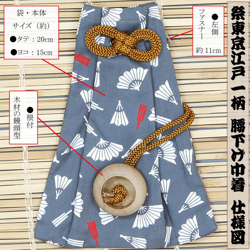 腰下巾着【江戸一｜扇面】祭用品専門店浅草絆纒屋ネットショップ