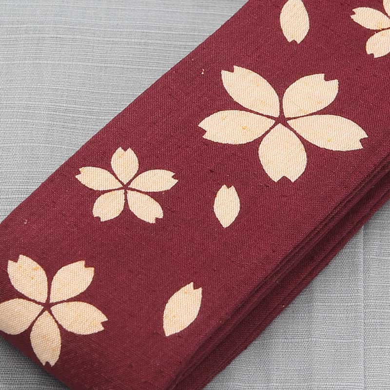 祭帯・半纏帯【染平ぐけ帯No.75｜桜大小・エンジ】祭用品専門店浅草絆