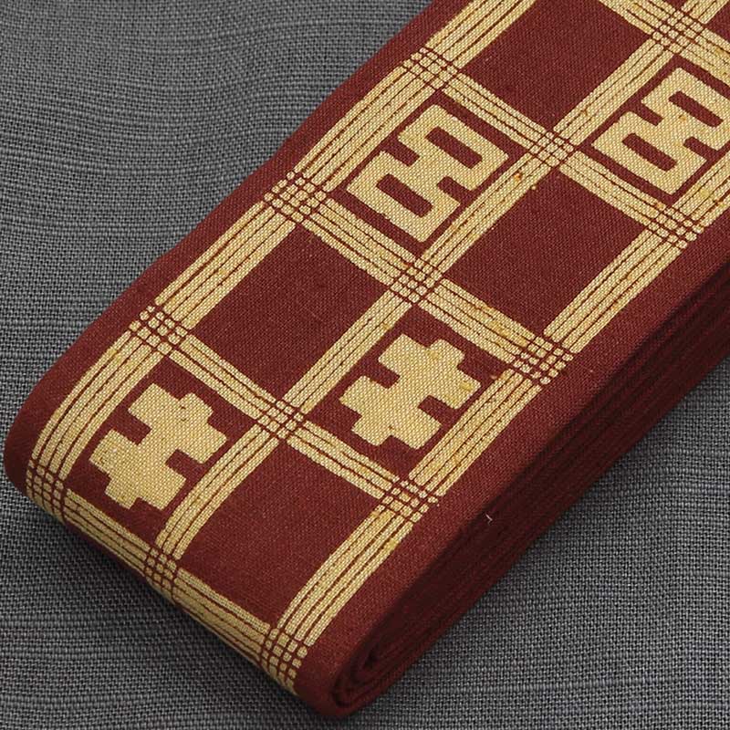 祭帯｜半纏帯【染平ぐけ帯｜キロ格子・エンジ】祭用品専門店浅草絆纒屋