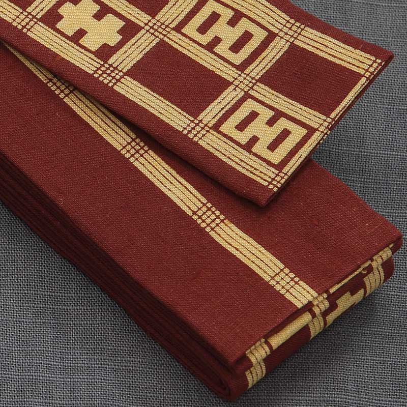 祭帯｜半纏帯【染平ぐけ帯｜キロ格子・エンジ】祭用品専門店浅草絆纒屋