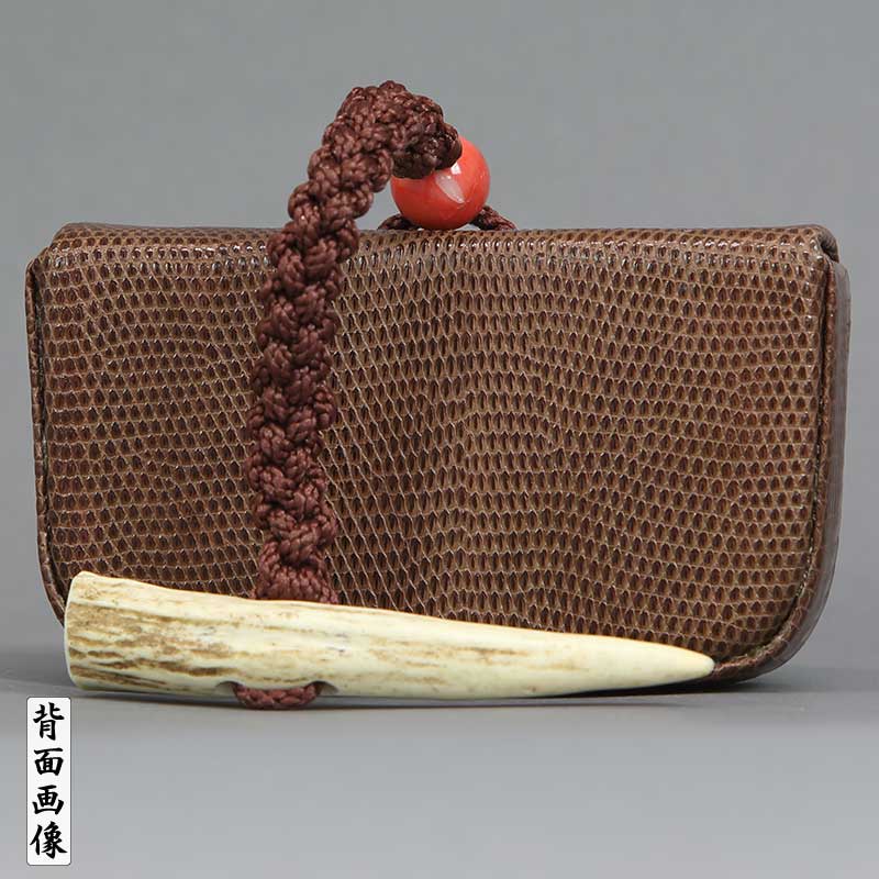 一本吊-特別仕様・腰下タバコケース【リザード（トカゲ革）茶色】祭