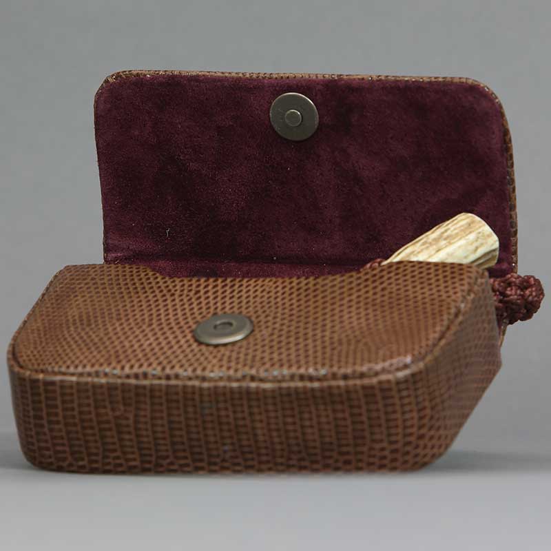 一本吊-特別仕様・腰下タバコケース【リザード（トカゲ革）茶色】祭