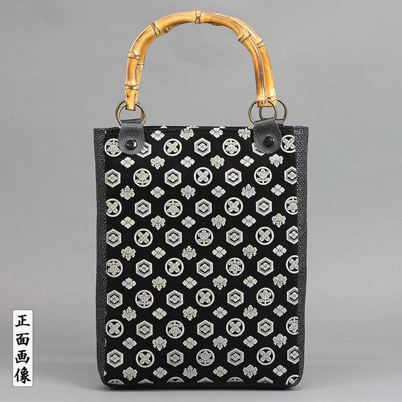 マチ付バンブー手提【スエード印伝｜家紋】祭用品専門店浅草絆纒