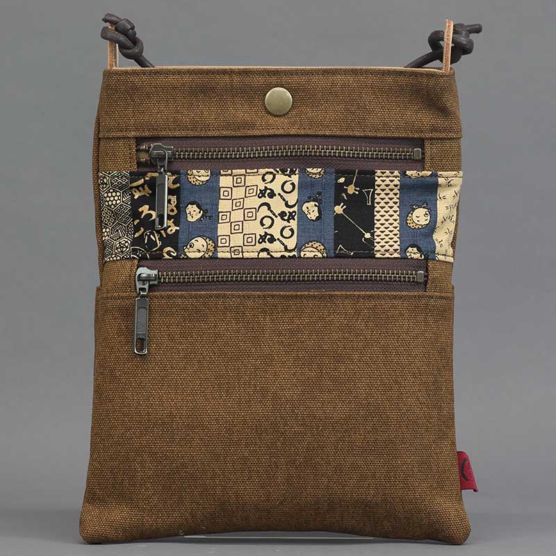 専用 ヒランヤ 袋付き 酒倉染コンビバッグ【二段ファスナー祭ポシェット｜ロング・青/紺】祭