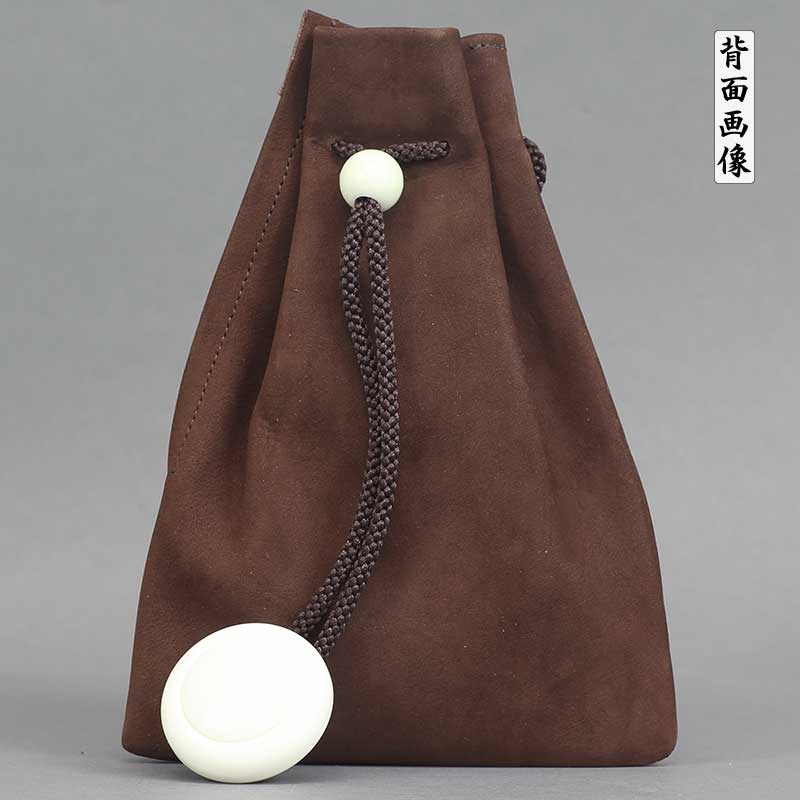 巾着　牛革 腰下巾着【牛革ヌバック無地｜金茶】祭用品専門店浅草絆纒屋