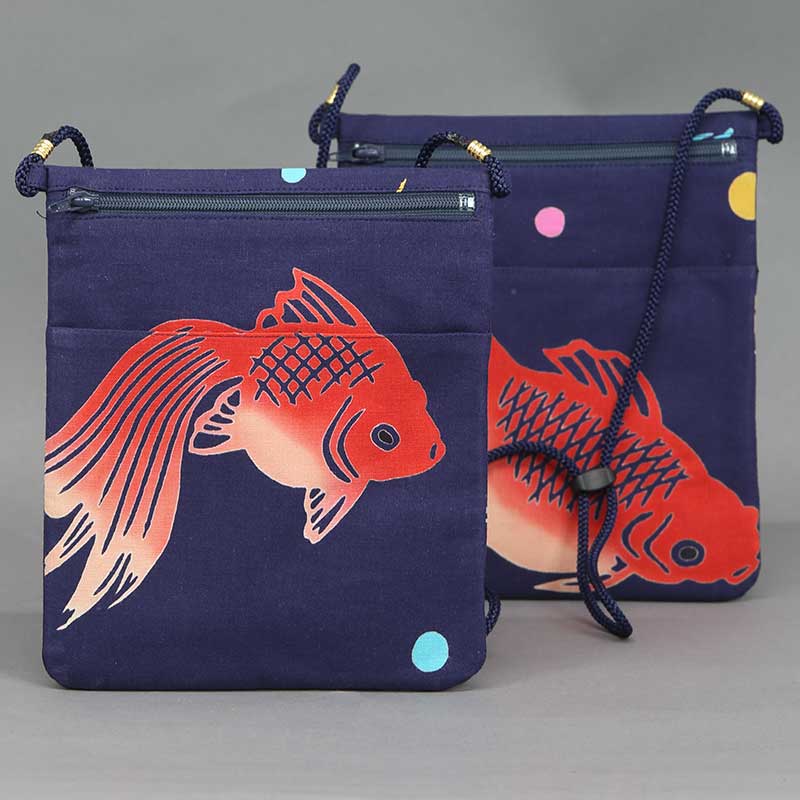 祭ポシェット【金魚｜特岡・紺】祭用品専門店浅草絆纒屋ネットショップ