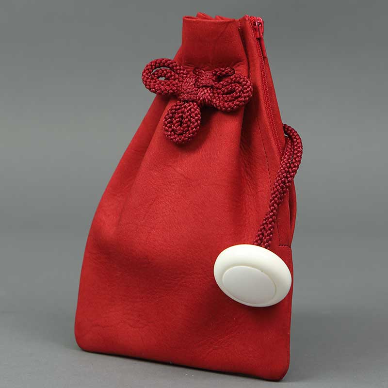 腰下巾着【牛革ヌバック無地｜赤】祭用品専門店浅草絆纒屋ネットショップ