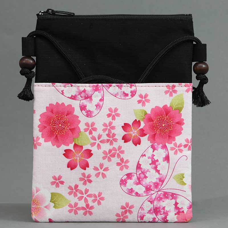和柄祭ポシェット【蝶と桜｜薄ピンク】祭用品専門店浅草絆纒屋ネット