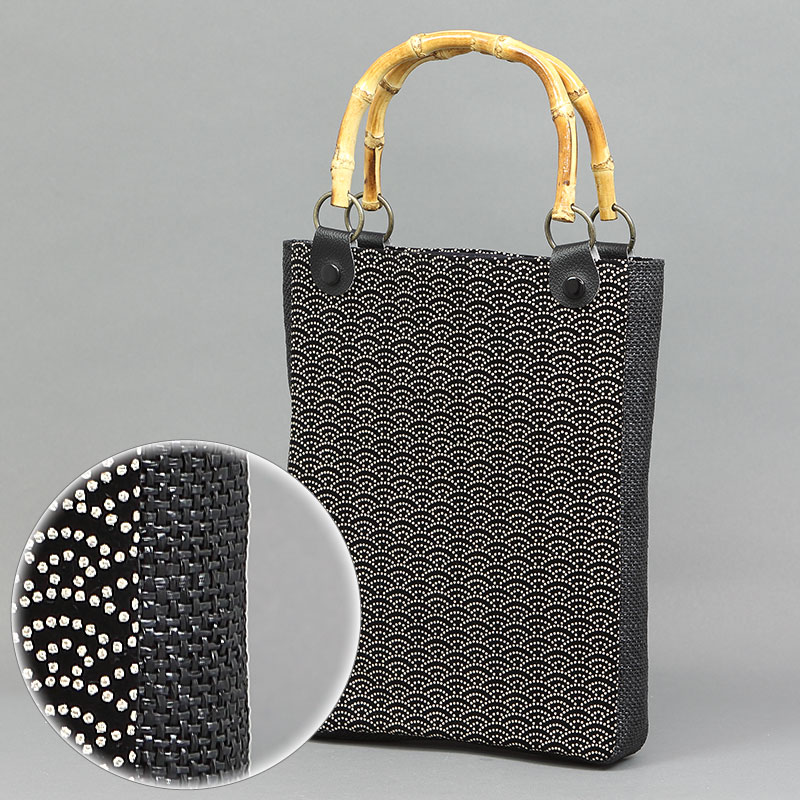 マチ付バンブー手提【スエード印伝｜青海波】祭用品専門店浅草絆