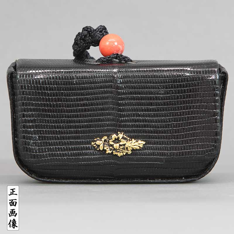 一本吊-特別仕様・腰下タバコケース【リザード（トカゲ革）黒】祭用品