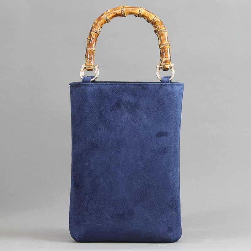 バンブー手提げ バンブー手提げ【縦中｜ピッグスエード紺】祭用品専門店浅草絆纒屋