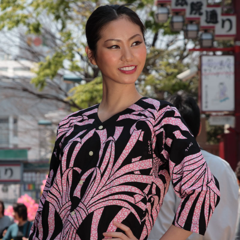 本染め鯉口シャツ【熨斗に桜（細川）ピンク｜特岡】祭用品専門店浅草絆