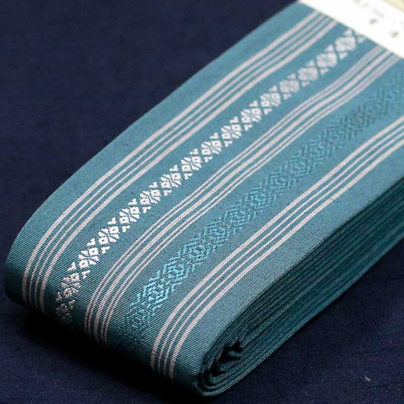 祭帯｜半纏帯】正絹平ぐけ帯・献上柄「ブルー｜御納戸」祭用品専門店