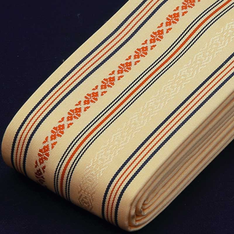 祭帯｜半纏帯】正絹平ぐけ帯・献上柄「ベージュ」祭用品専門店浅草絆纒