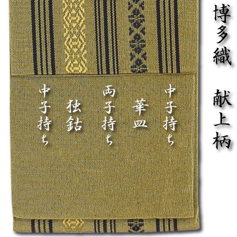 祭帯｜半纏帯】正絹平ぐけ帯・献上柄「金茶黒」祭用品専門店浅草絆纒屋