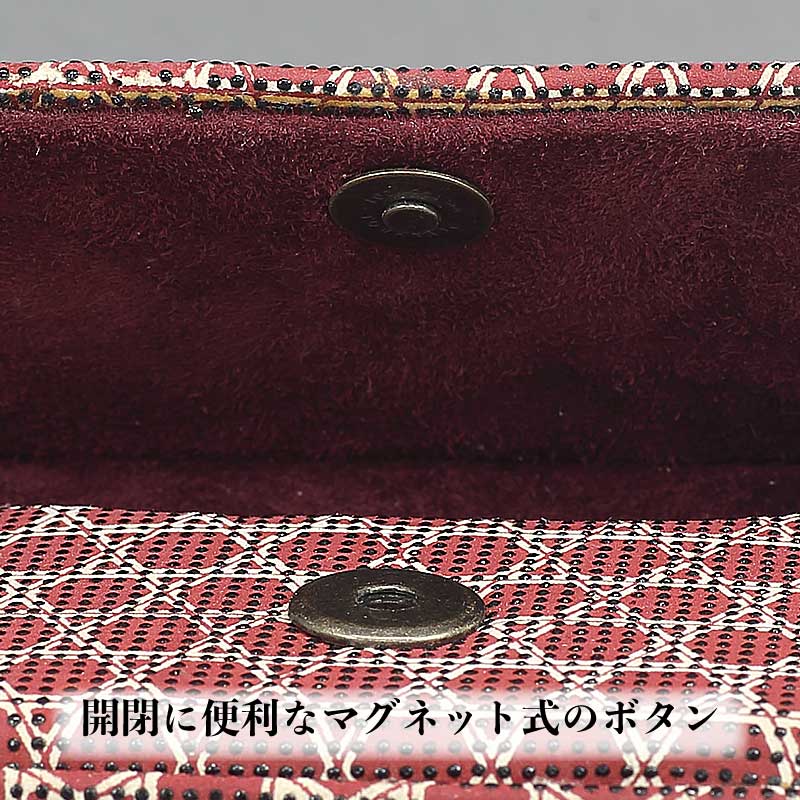 一本吊（腰下タバコケース）印傳【籠目｜エンジ】祭用品専門店浅草絆纒