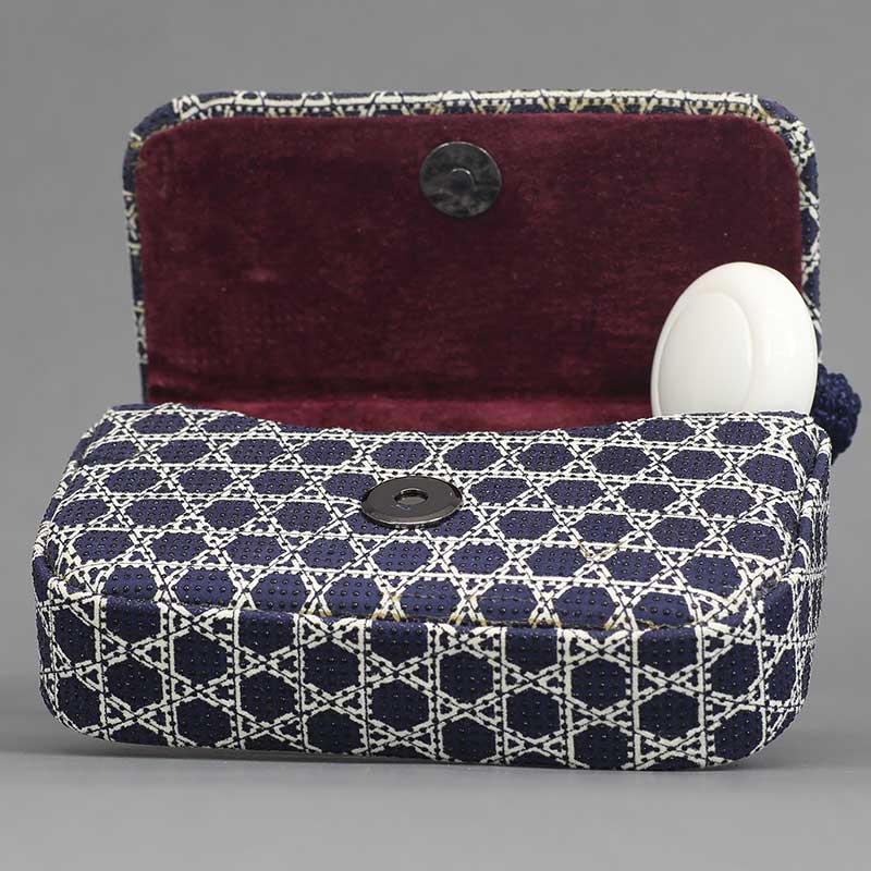 一本吊（腰下タバコケース）印傳【籠目｜紺】祭用品専門店浅草絆纒屋