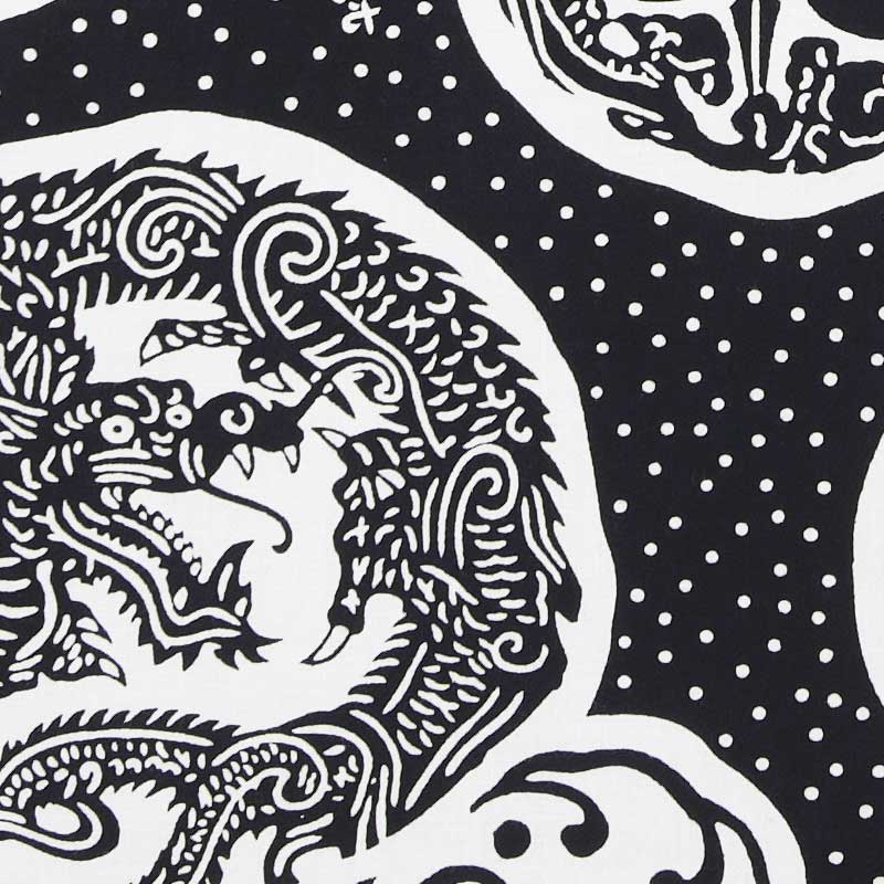 注染手ぬぐい【龍と波の紋章｜特岡・黒】祭用品専門店浅草絆纒屋ネット