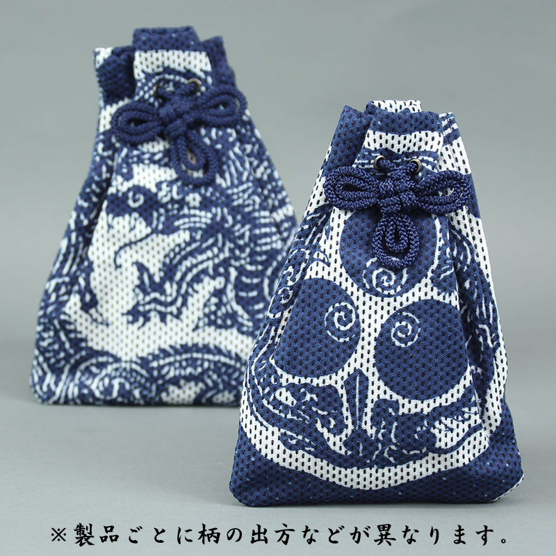 刺し子、絆纏 腰下巾着【熨斗に纏頭｜茶刺子】祭用品専門店浅草絆纒屋ネット